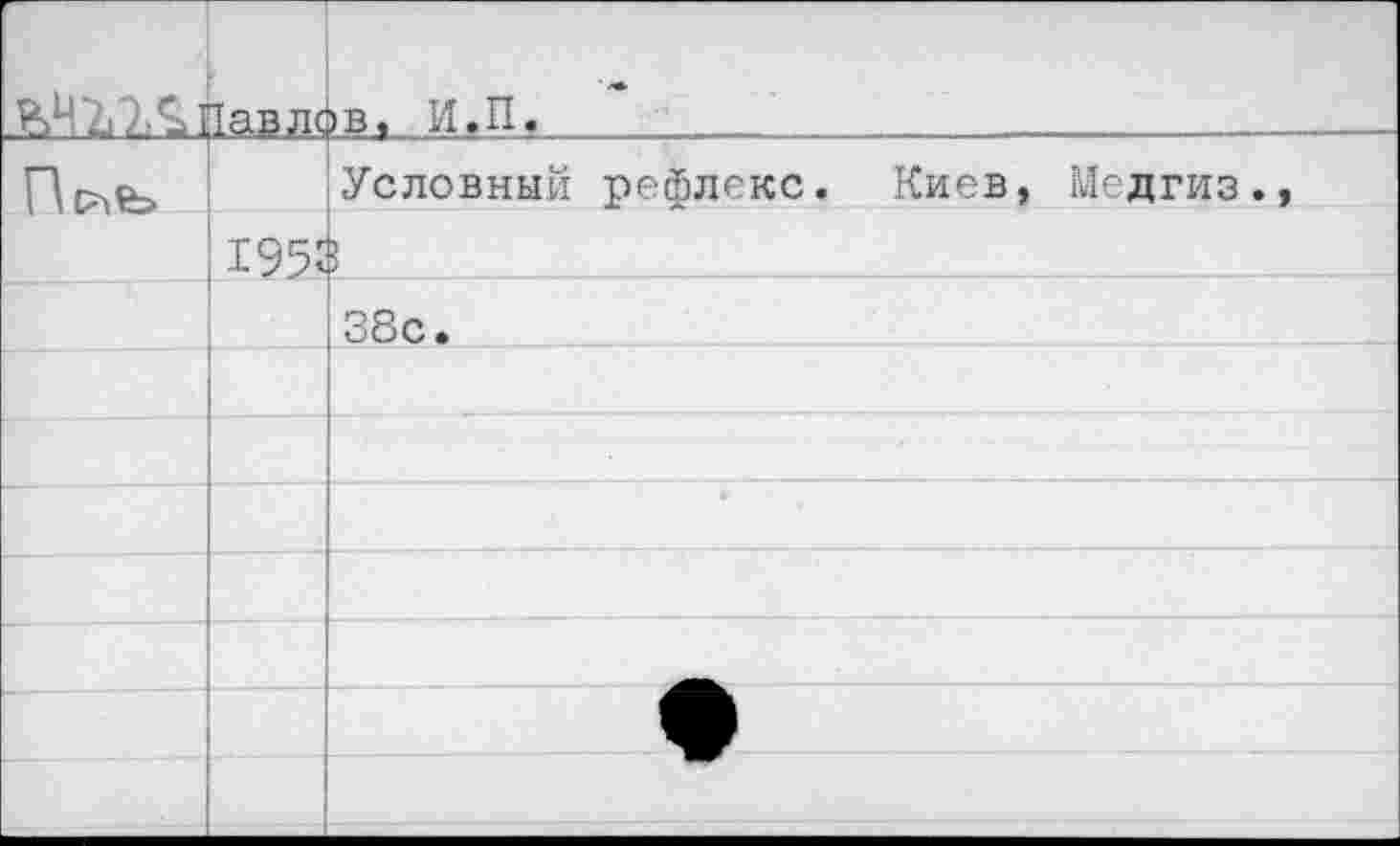 ﻿Е>Н17ЛПавлов, И.П,_________________________
Условный рефлекс. Киев, Медгиз 1953 38с.